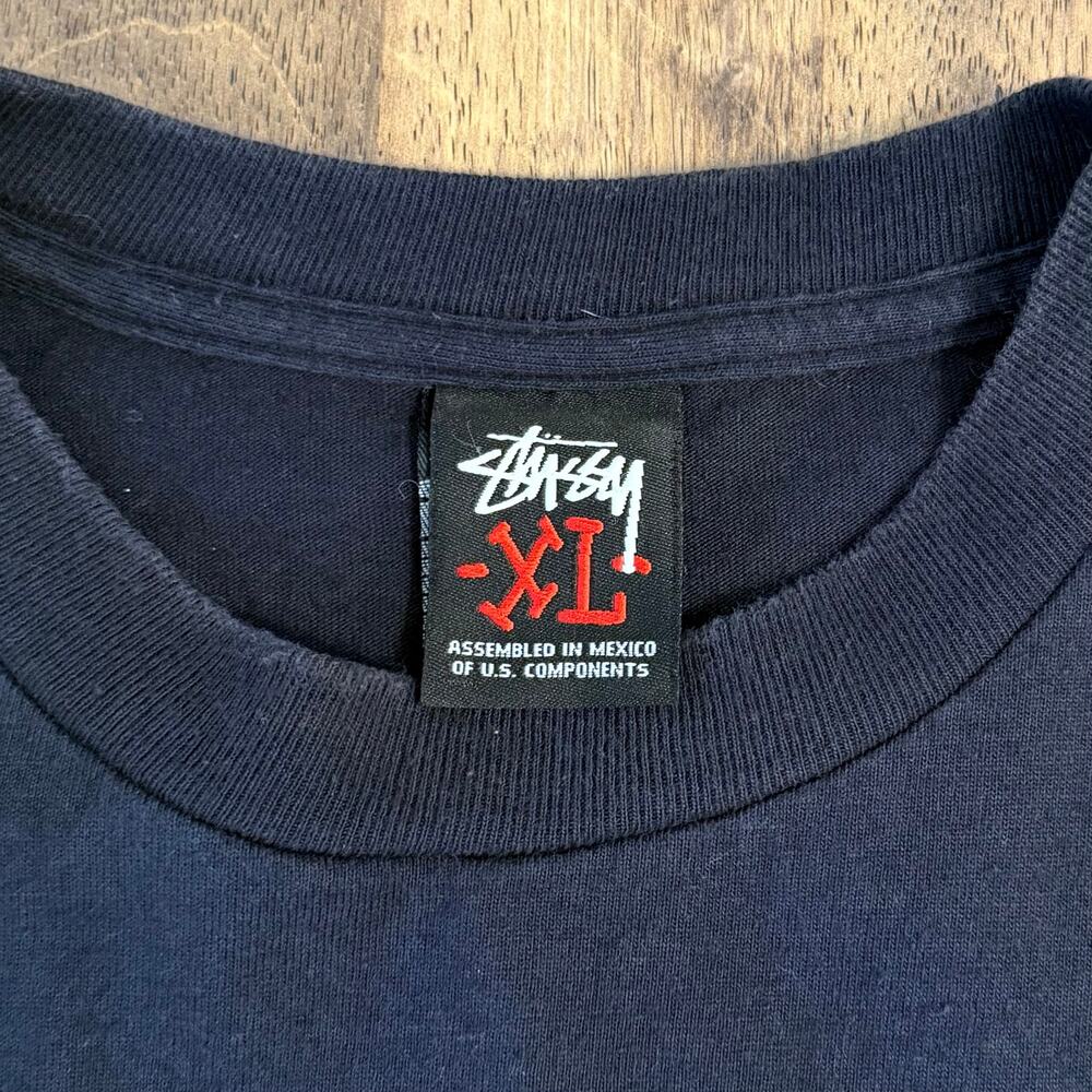 VTG Stussy Tee Shirt Tribe Tour New York Tokyo London LA Graphic Y2K Black XL - Picture 4 of 8